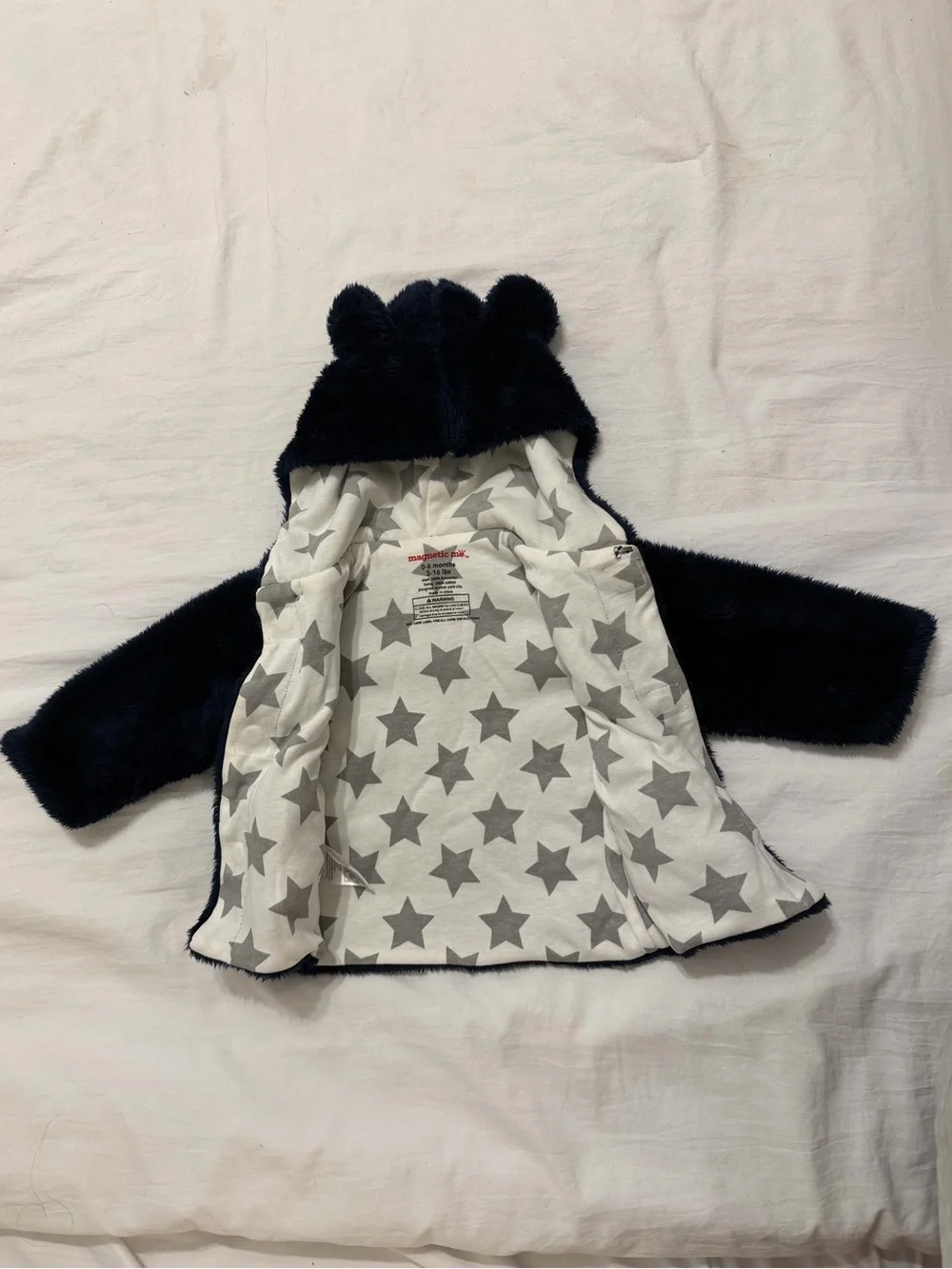 Magnetic Me Navy Blue Baby Jacket with Gray Star Lining
